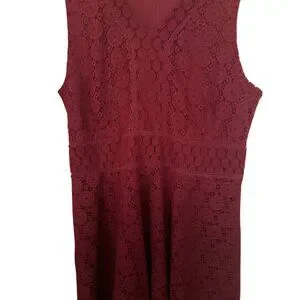 Charter Club | Dresses | Charter Club 3x Sleeveless Midi Aline Dress Red  Burgundy Lacecrochet Lined Euc | Poshmark